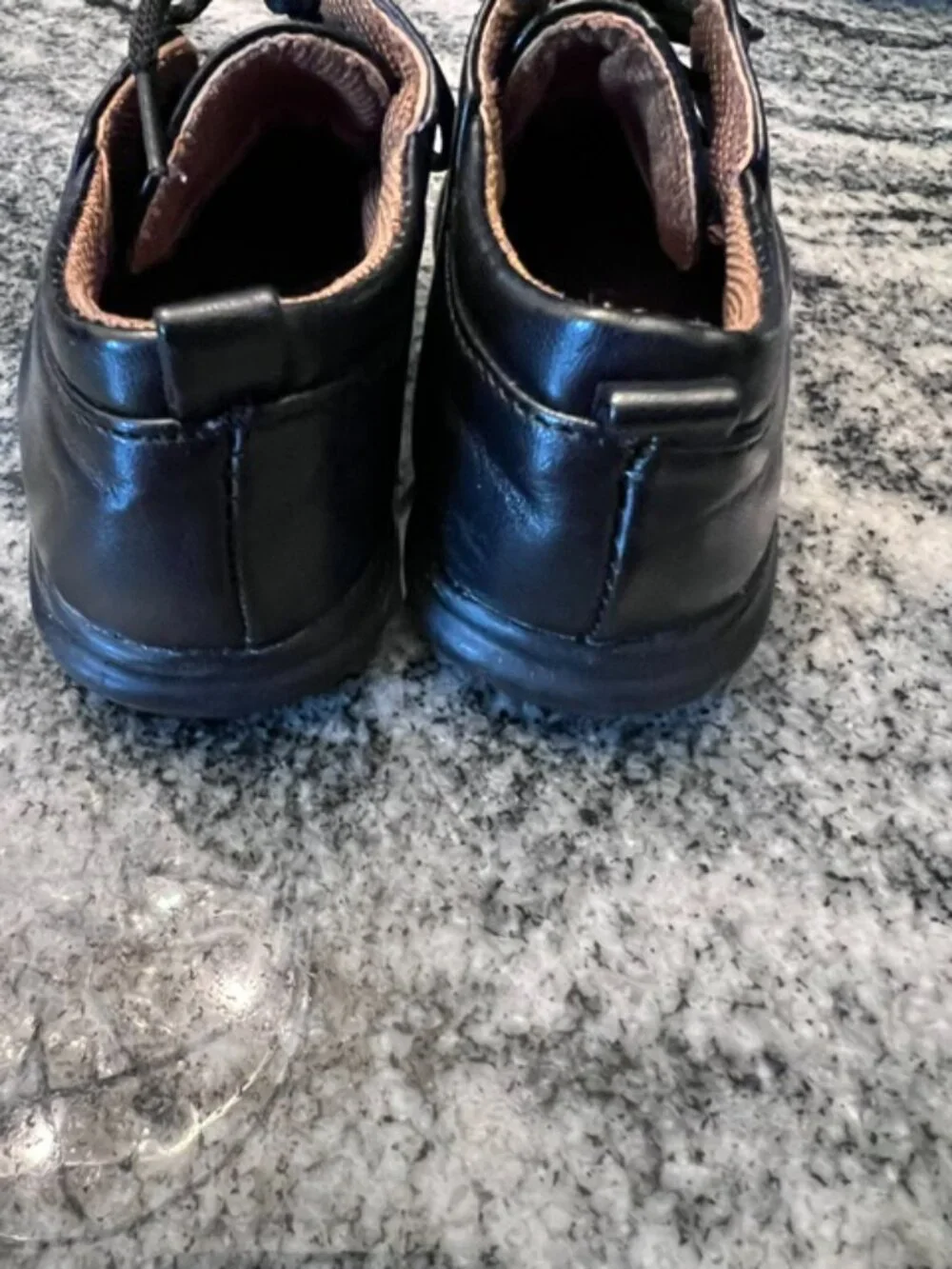 TENDERTOES Infant Boys Black Oxford Crib shoes Size 2 faux leather Newborn